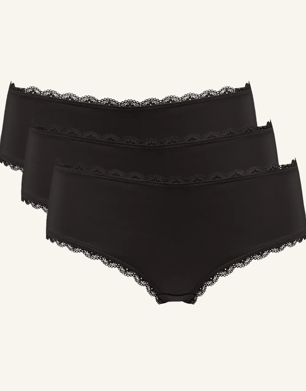 Panty-Set 3x Basic black*SugarShape Outlet